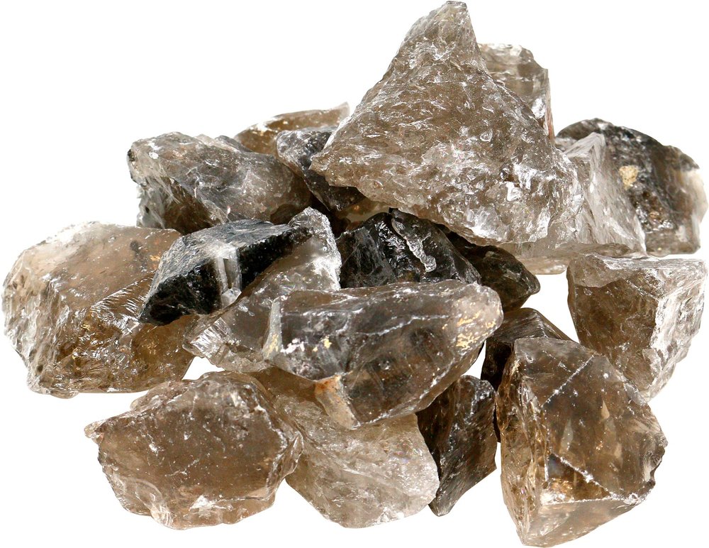 1 kg Rauchquarz Rohsteine, kleinere Steine 2-7 cm