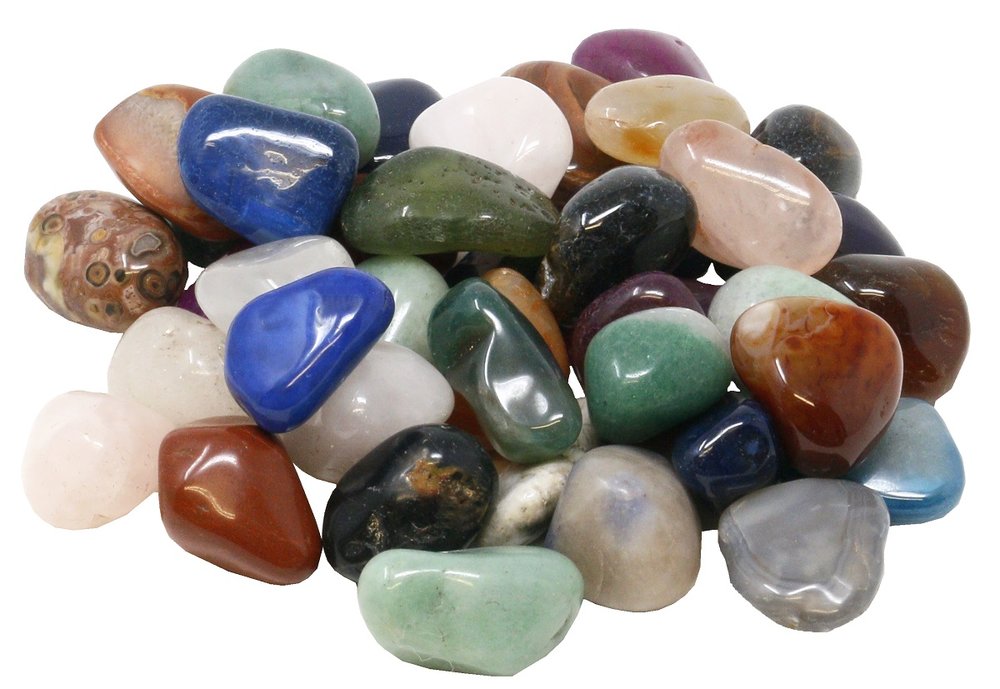 Edelstein Trommelsteine im Mix, 1 kg, große Steine 3-4 cm / 28-40 Steine