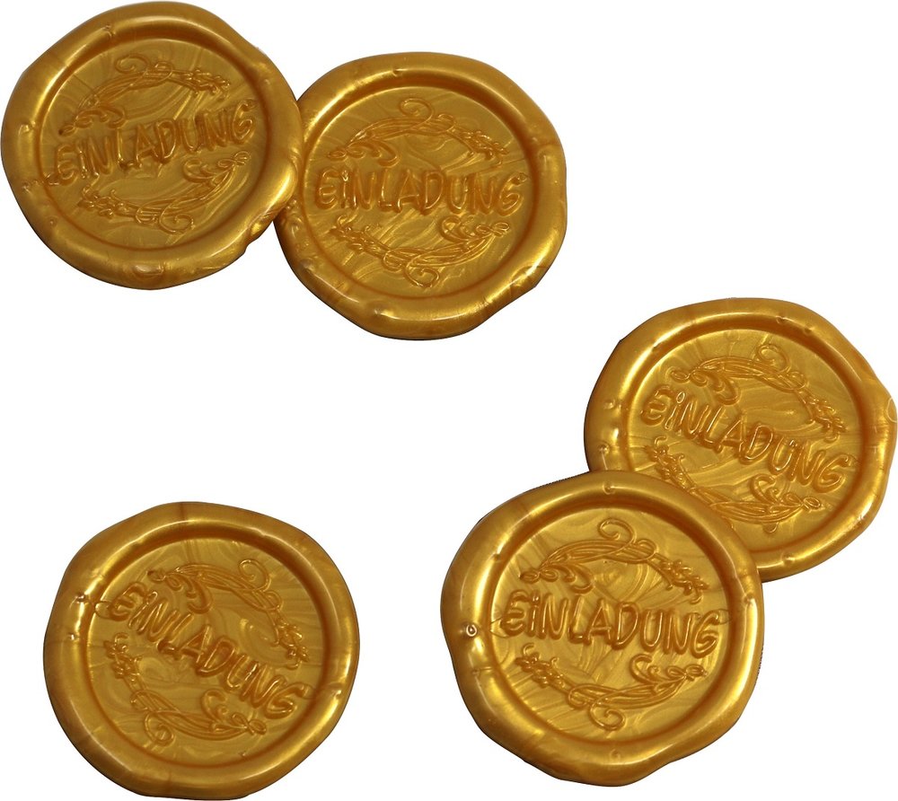 25 Stück fertige Siegelaufkleber Einladung Gold Ø 27 mm