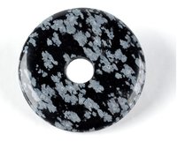 Schneeflocken Obsidian Donut 40 mm im Geschenkset mit Lederband