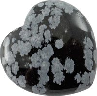 Edelstein Schneeflocken Obsidian Herz, 4 cm, 1 Stück