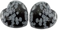 Edelstein Schneeflocken Obsidian Herz, 4 cm, 2 Stück