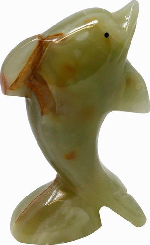 Delfin aus Onyx Marmor, Naturstein, 13 cm