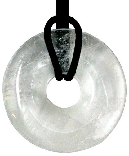 Geschenkset Lederkette mit Bergkristall Donut, 30 mm