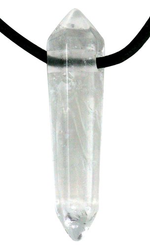 Geschenkset Lederkette mit Bergkristall Doppelender, 3 cm