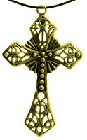 Anhänger Kreuz groß, Metall, 6,5 cm, goldfarben