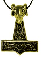 Anhänger Thors Hammer, 4 cm, goldfarben