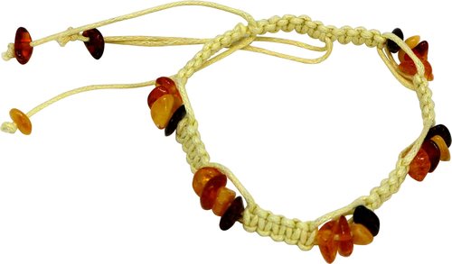 Bernstein Armband Shambala mit gelben Flechtband