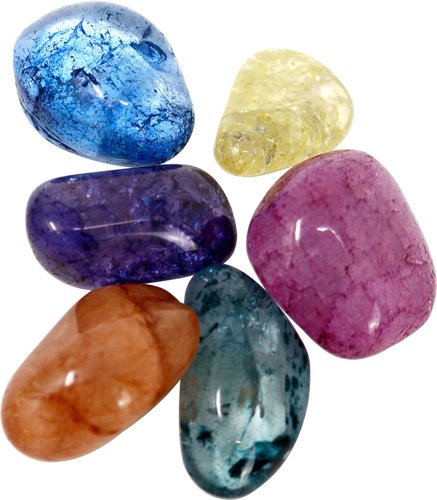 6 Stück Magic Stones Edelstein Trommelsteine bunt, 2-3 cm