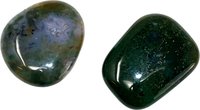 2 Stück Moosachat Taschenstein, 3 bis 5 cm