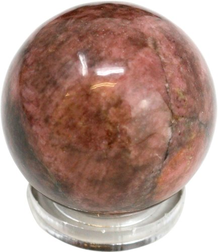 Edelsteinkugel Rhodonit, 3 cm mit Acryl Ring zum Aufstellen