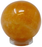 Edelsteinkugel Orangencalcit, 4 cm mit Acryl Ring zum Aufstellen