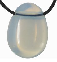 Opal Glas Tropfen Anhänger mit Lederband, 3 cm