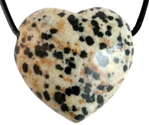 Dalmatiner Jaspis Herz Anhänger, 3 cm mit Lederband