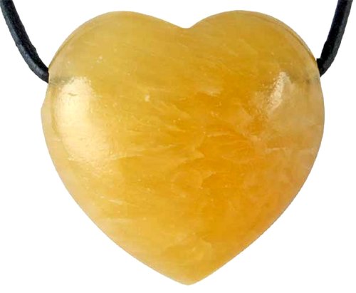 Orangencalcit Herz Anhänger, 3 cm mit Lederband