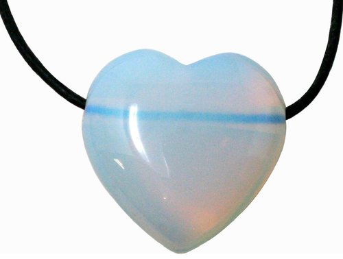 Opalglas Herz Anhänger, 3 cm mit Lederband