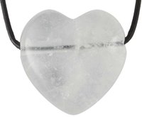 Bergkristall Herz Anhänger, 3 cm mit Lederband
