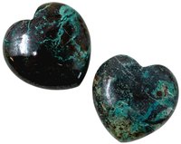 3 cm Edelstein Hämatit-Chrysokoll Herz 2 Stück Steinherz blau grün schwarz 