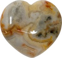 Edelstein Crazy Lace Achat Herz, 4 cm, 1 Stück, gelb-grau