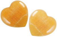 Edelstein Orangencalcit Herz, 4 cm, 2 Stück