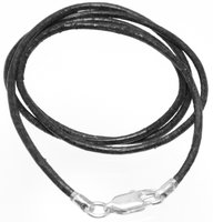Lederband mit Verschluss, schwarz 1 Stück - Stärke 1,5 mm, Länge 50 cm