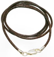 Lederband mit Verschluss, dunkelbraun 1 Stück - Stärke 1,5 mm, Länge 45 cm