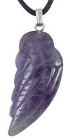 Amethyst Engelsflügel, 35 mm mit Lederband und Samtbeutel