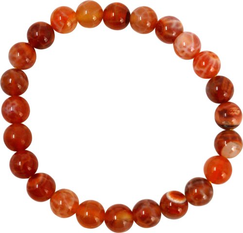 Feuerachat Edelstein Armband, Kugelform 8 mm, rot-orange