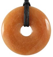 Donut Aventurin orange 30 mm mit Lederband