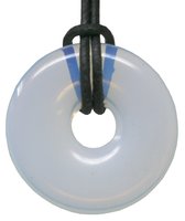 Opalglas Donut als Geschenkset mit Lederband, 30 mm