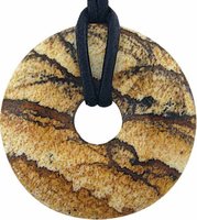 Landschaftsjaspis Donut 40 mm als Geschenkset mit Lederband