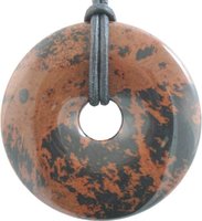 Donut Mahagoni-Obsidian 40 mm mit Lederband