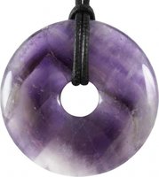 Amethyst Donut, 40 mm mit Lederband und Samtbeutel