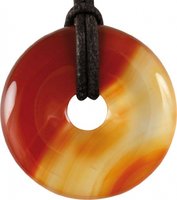 Karneol Donut 30 mm als Geschenkset mit Lederband