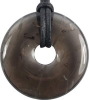 Rauchquarz Donut 40 mm mit Lederband
