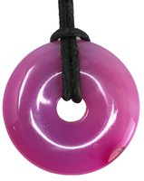 Achat Donut, rosa, 30 mm als Geschenkset mit Lederband