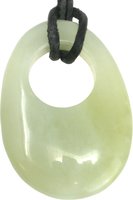 Edelstein Anhänger GoGo China Jade, 35 mm mit Lederband