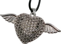 Anhänger Flying Heart, Metall, 6 cm, silber