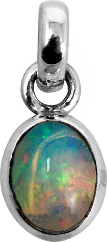 Welo Opal Anhänger mit 925er Silberfassung, 1,5 cm