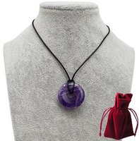 B-Ware Lederkette mit Amethyst Donut, 30 mm