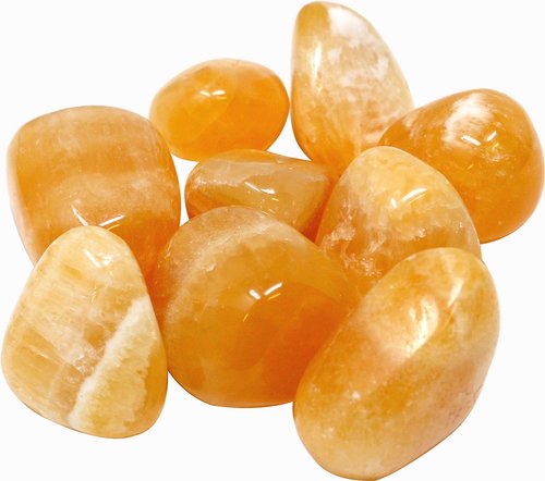 100 g Orangencalcit Trommelsteine, medium 2-3 cm