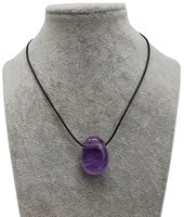 Geschenkset Lederkette mit Amethyst Tropfen Anhänger, 3 cm