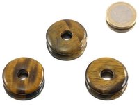 1 Stück Tigerauge Donut als Geschenkset mit Lederband, 30 mm