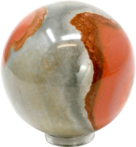 Edelsteinkugel polychromer Jaspis, 5 bis 6 cm mit Acryl Ring (Ständer)