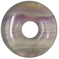 B-Ware Fluorit Donut als Geschenkset mit Lederkette, 30 mm
