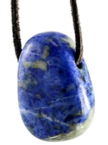 Lapis Lazuli Tropfen Anhänger mit Lederband, 2,5 bis 3 cm