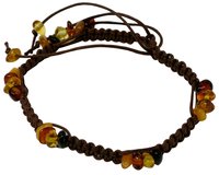 Bernstein Armband Shambala mit braunem Flechtband