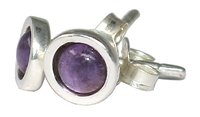 Amethyst Ohrstecker Cabochon, rund 6 mm, 925er Silber