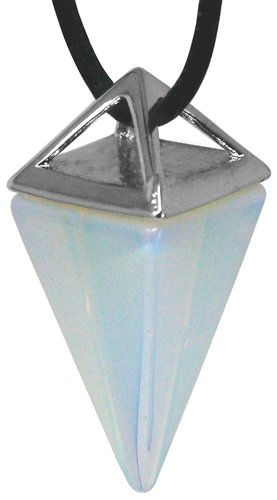 Opalglas Pyramiden Anhänger mit Metallfassung, 3,5 cm