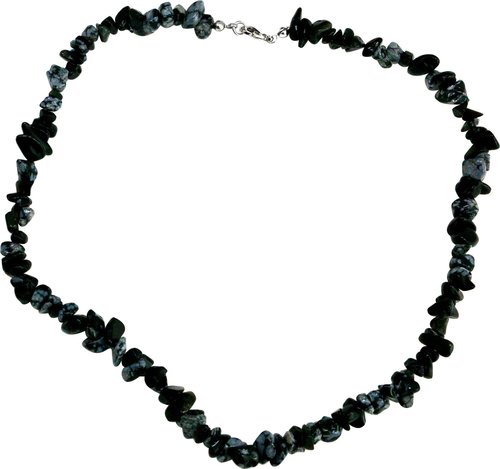 Schneeflocken Obsidian Splitterkette, 45 cm, Karabinerverschluss